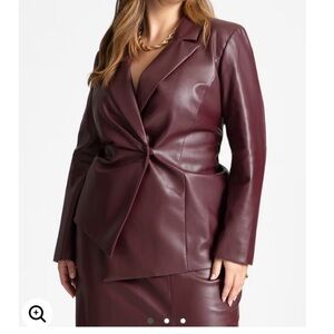 Eloquii Rich Burgundy Faux Leather Blazer
